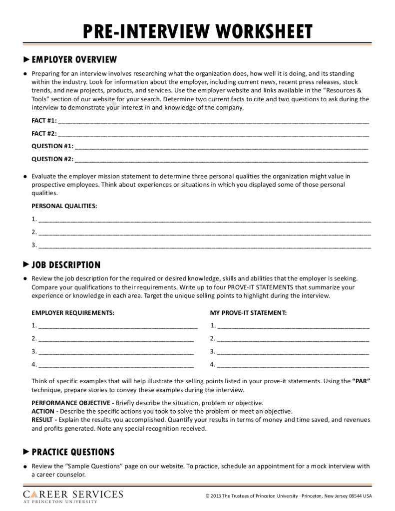 4 Interview Worksheet Examples In PDF