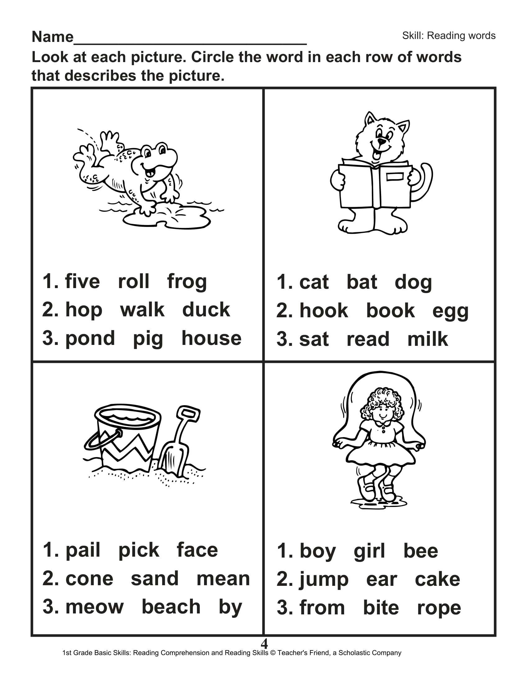 40 Scholastic 1st Grade Reading Comprehension Skills Worksheets