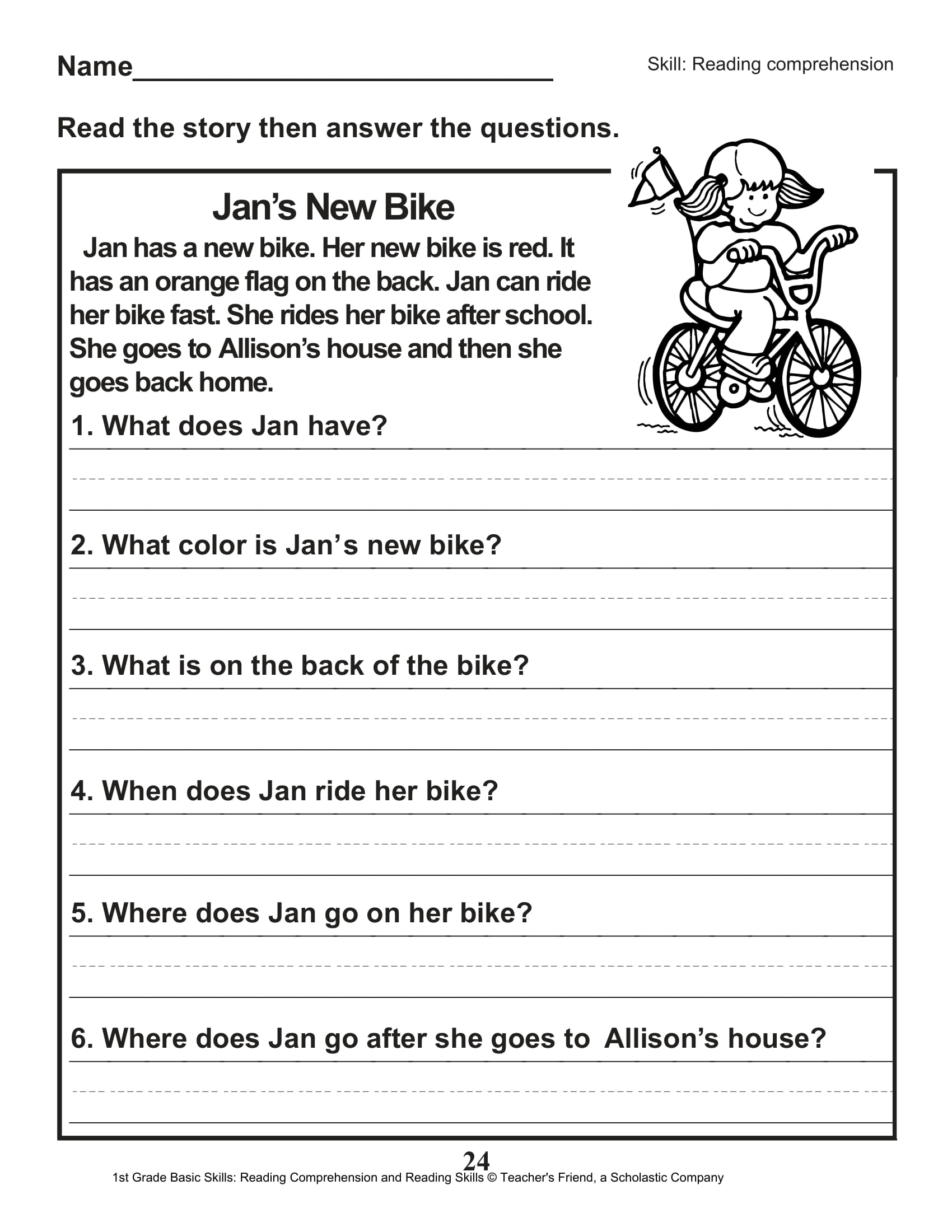 40 Scholastic 1st Grade Reading Comprehension Skills Worksheets