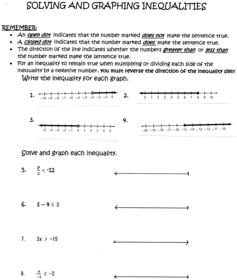 6Th Grade Inequalities Worksheet Db excel