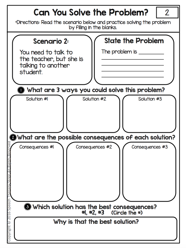71 Free Social Problem Solving Scenarios Speech Therapy Store 