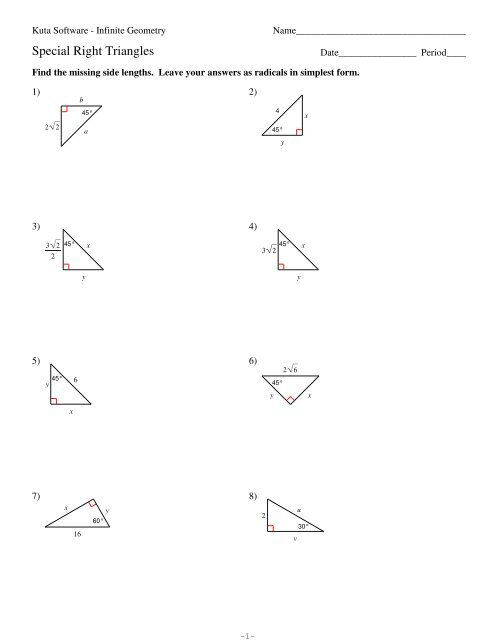 8 3 Practice Special Right Triangles Answers Cloudshareinfo