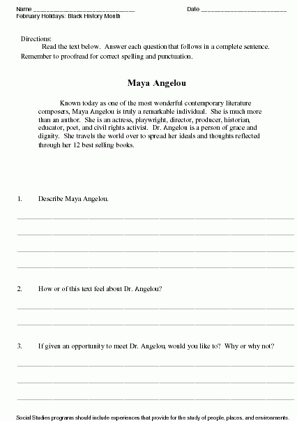 Biographies Of African Americans Worksheet Sample