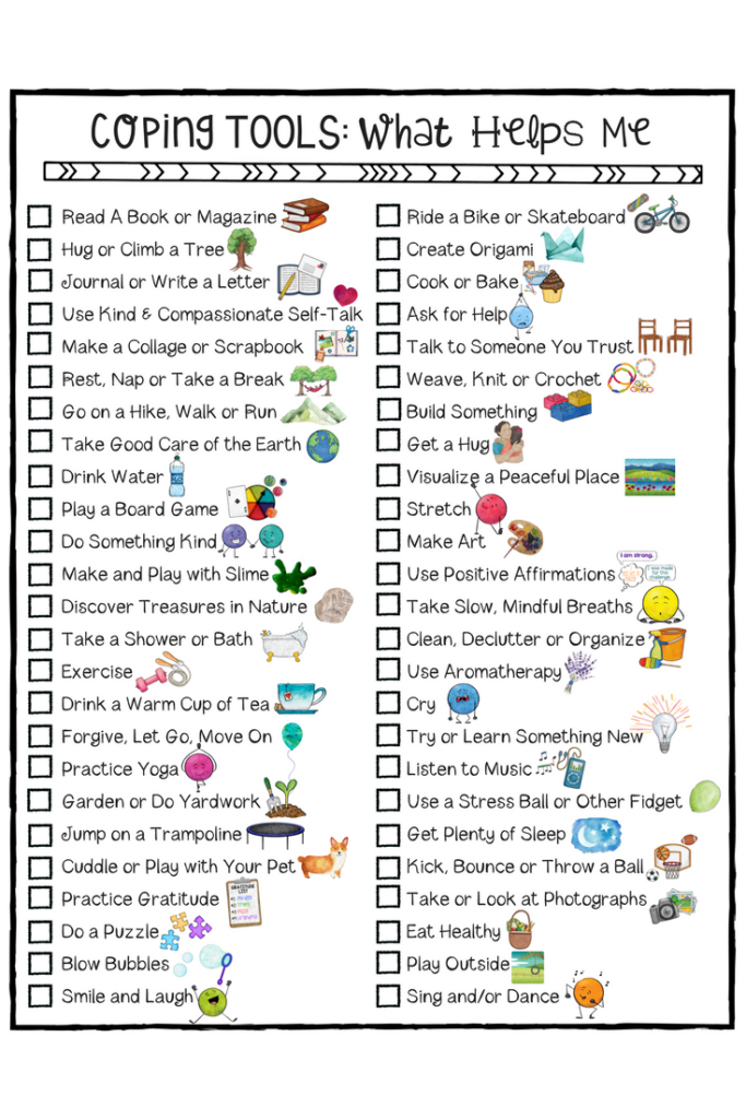 Coping Skills For Kids Checklist A Fun School Counseling Worksheet To 