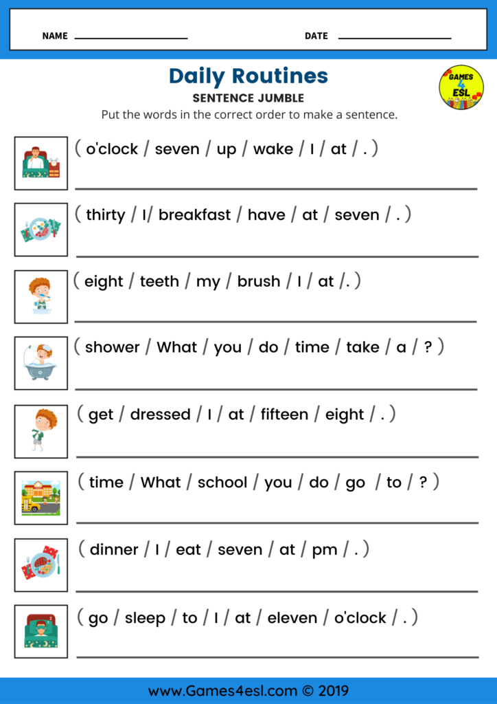 Daily Routines ESL Worksheet For Beginners Esl Worksheets For 
