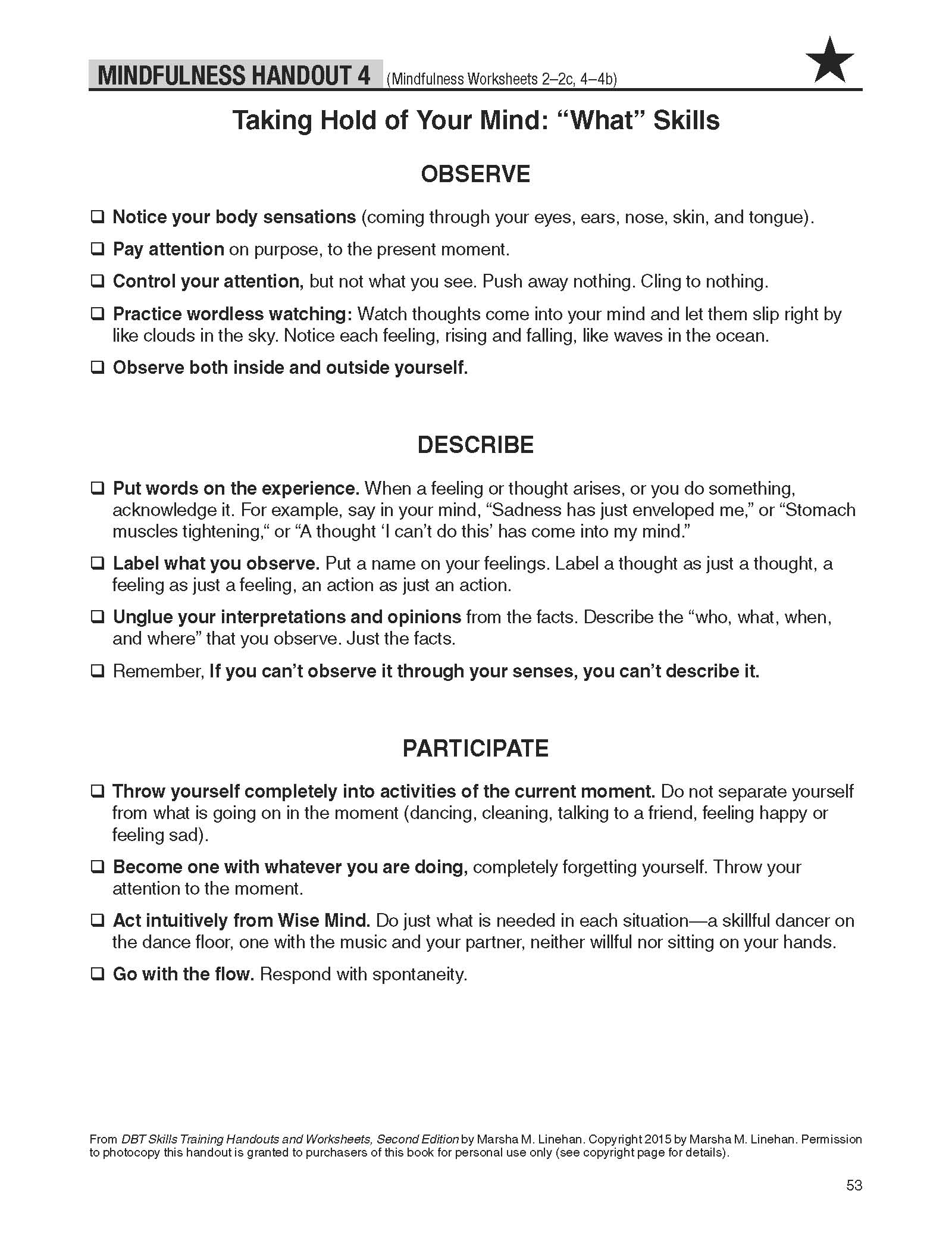DBT Skills Training Handouts And Worksheets 2 Edition