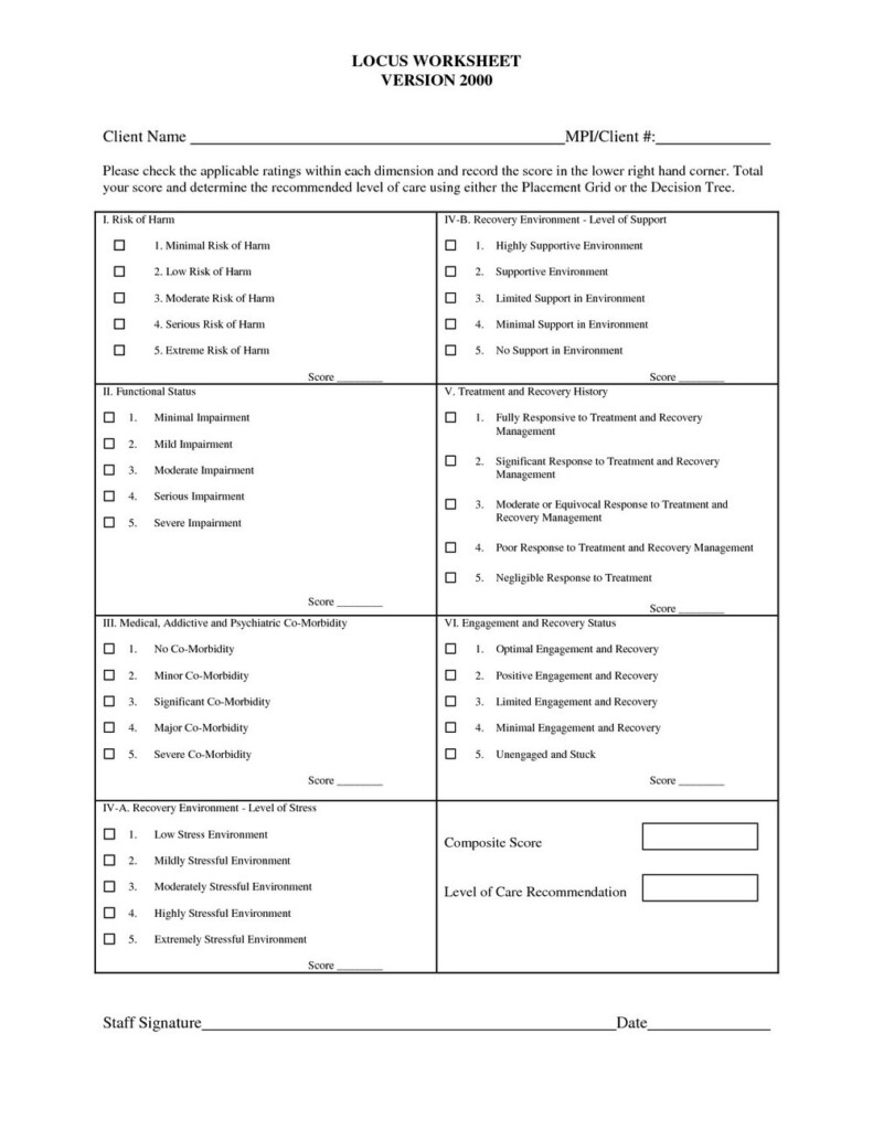 Early Recovery Skills Worksheets Universal Network