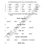 English Worksheets Dictionary Skills