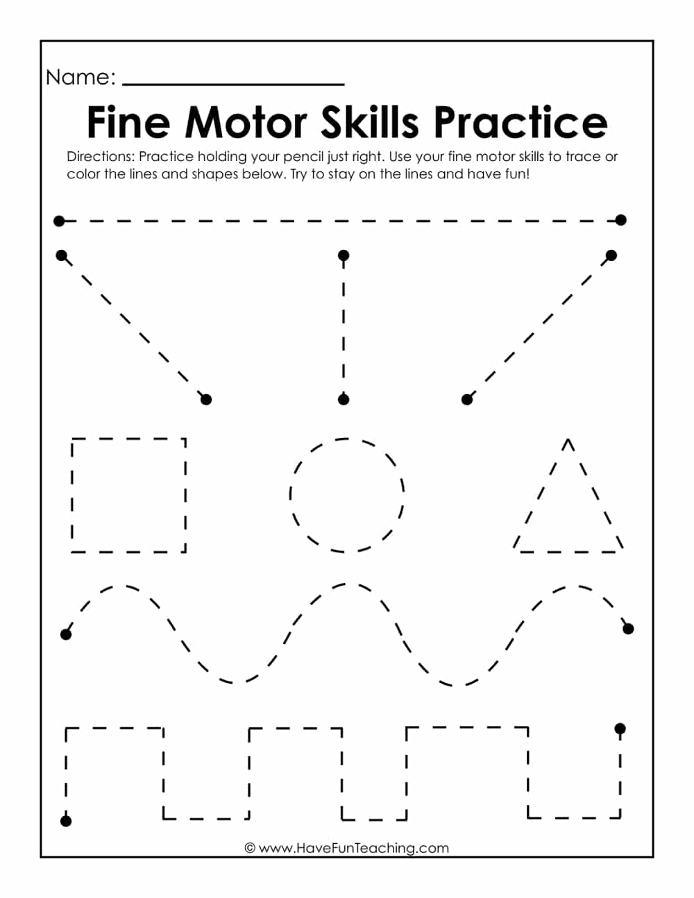 Fine Motor Skills Practice Worksheet Have Fun Teaching