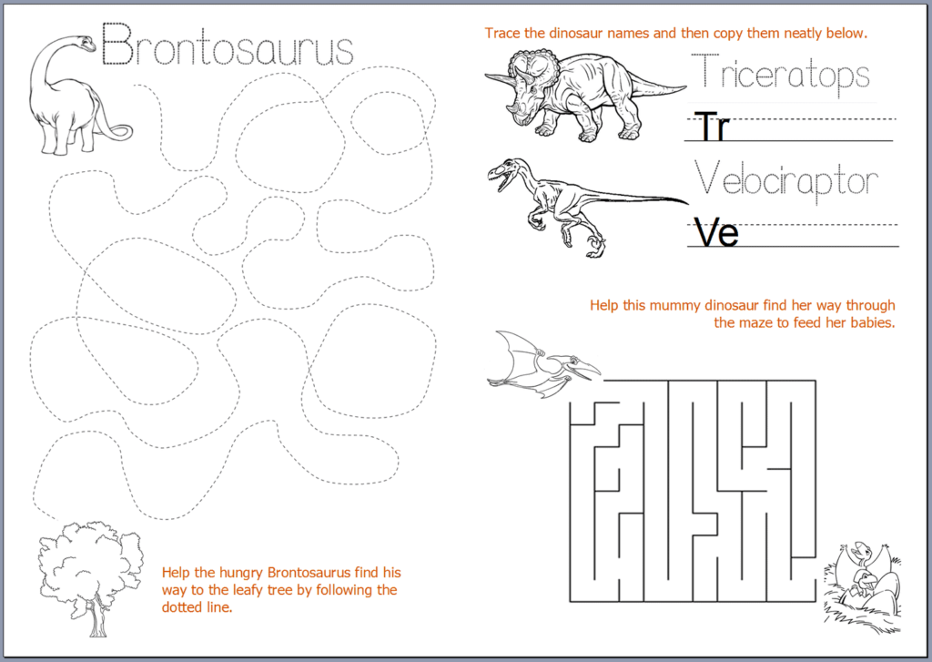 FREE Printable Dinosaur Writing Fine Motor Skills TeacherBoards 