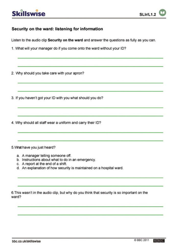 Free Printable Employability Skills Worksheets Learning How To Read
