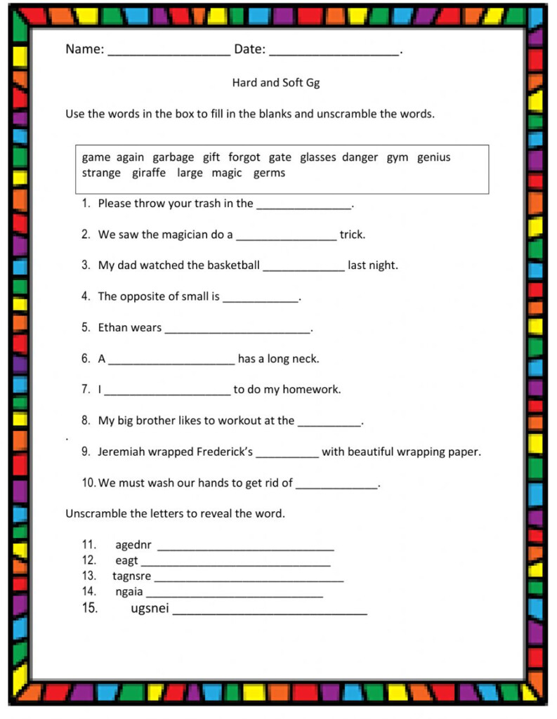Hard And Soft G Interactive Worksheet