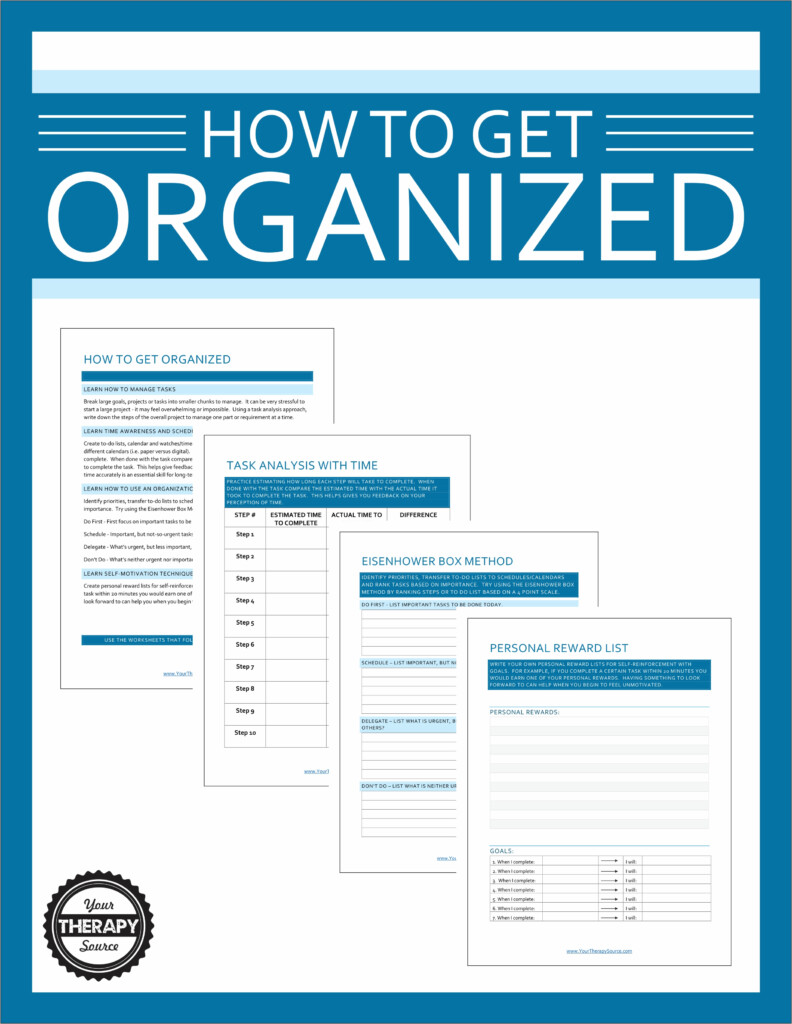 How To Get Organized Worksheets For Students Your Therapy Source