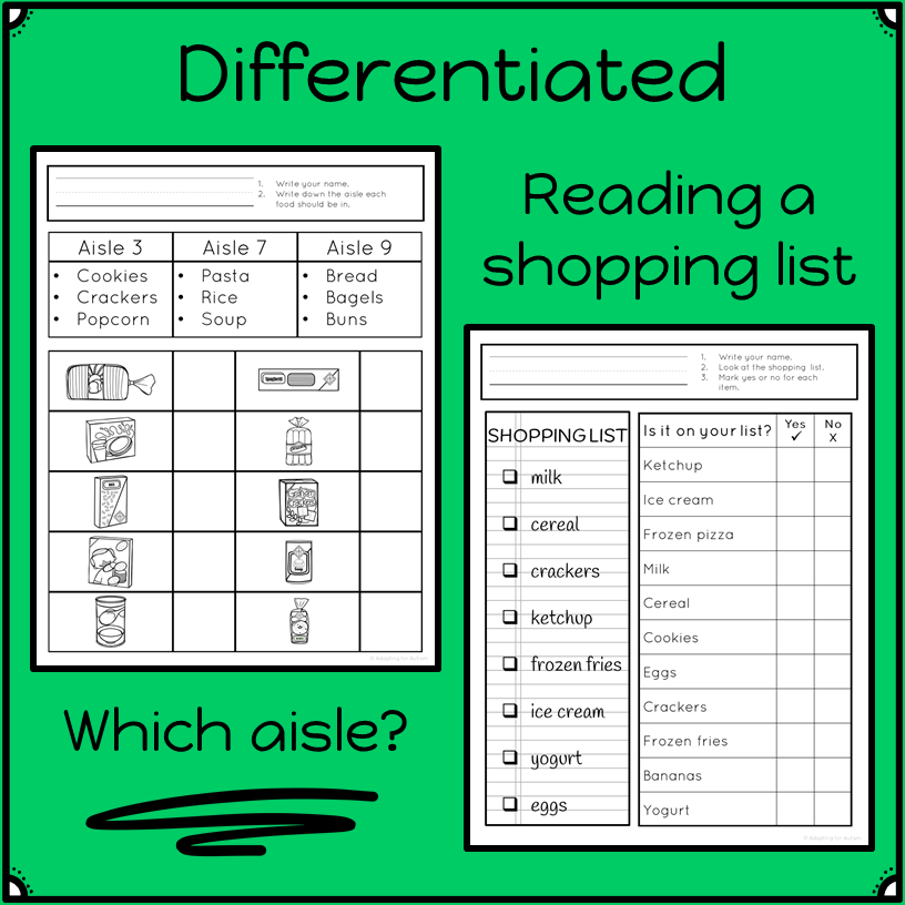 Life Skills Worksheets Grocery Store Life Skills Life Skills 
