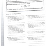 Mechanical Advantage And Efficiency Worksheet Answer Key Physical