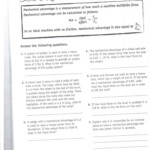 Mechanical Advantage And Efficiency Worksheet Answer Key Physical