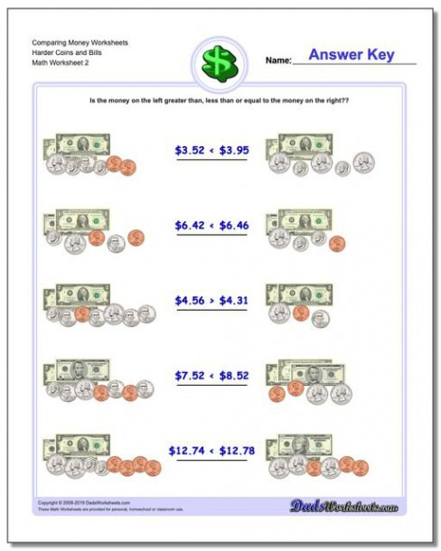 Money Worksheets For Adults