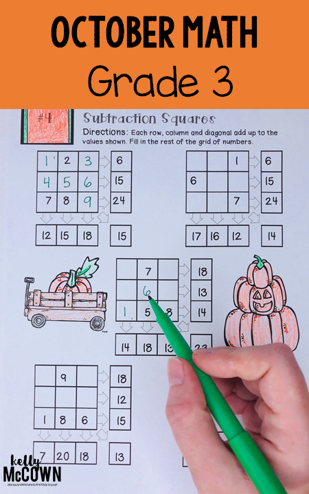 Octboer Math Activities For Grade 3 Math Skills Review For 3rd Grade 