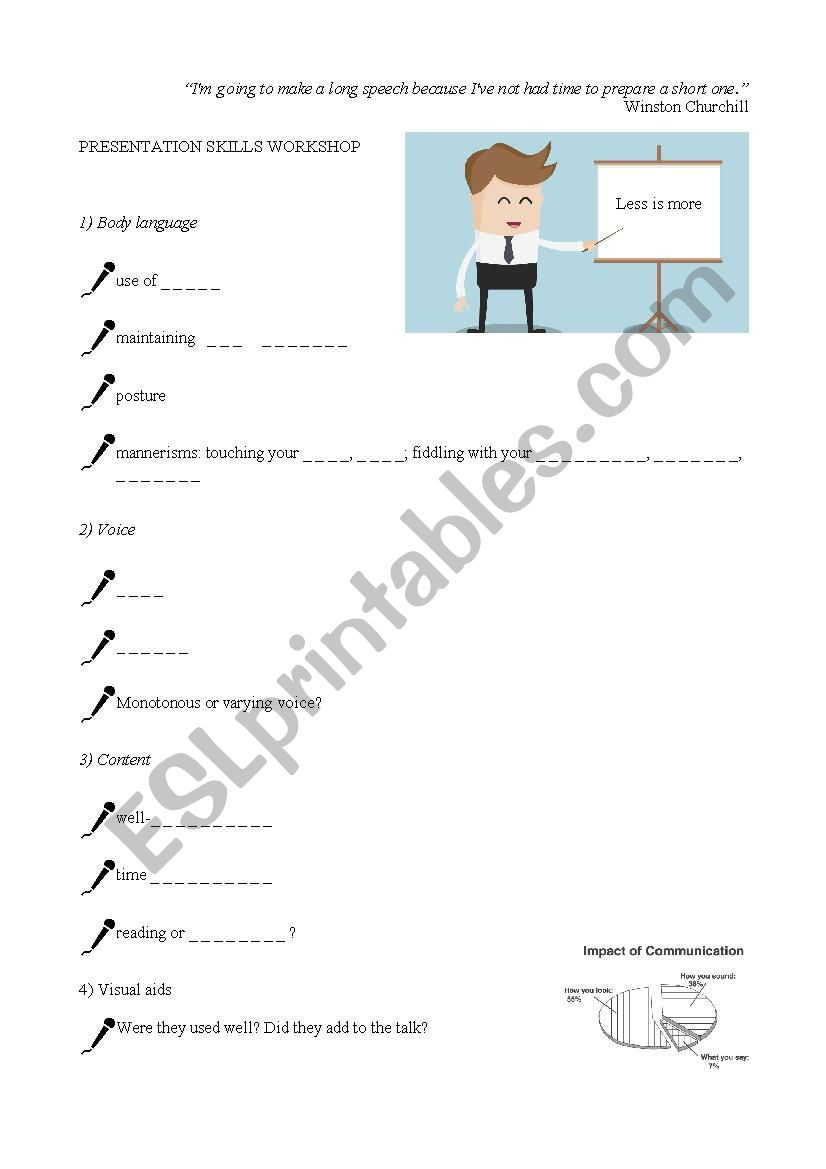 Presentation Skills Workshop ESL Worksheet By Pamcia686