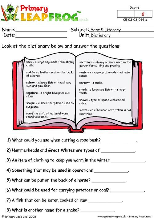 PrimaryLeap co uk Dictionary Work 4 Worksheet Dictionary Skills