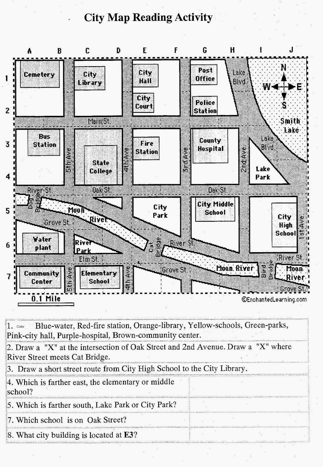 Rachael s English Worksheets Map Reading Activity For 7th Grade