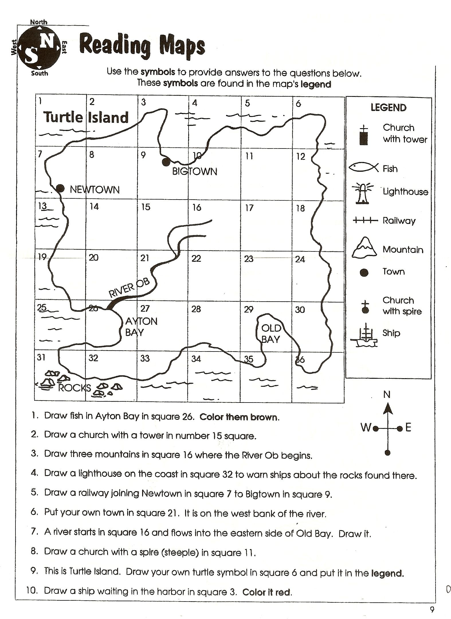 Reading A Map Worksheet Pdf Maps Location Catalog Online