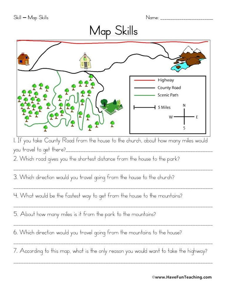 Second Grade Map Skills Worksheets Map Skills Worksheet In 2020 Map 