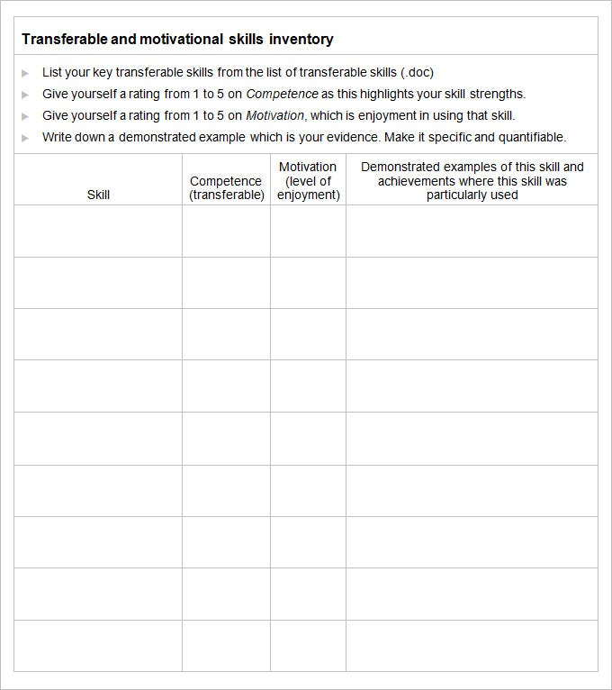 Skills Inventory Template 6 Free Word Excel PDF Documents Download 