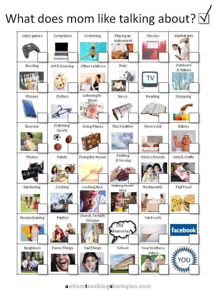 Talk To Mom Illustrated Social Skills Worksheets For Kids With