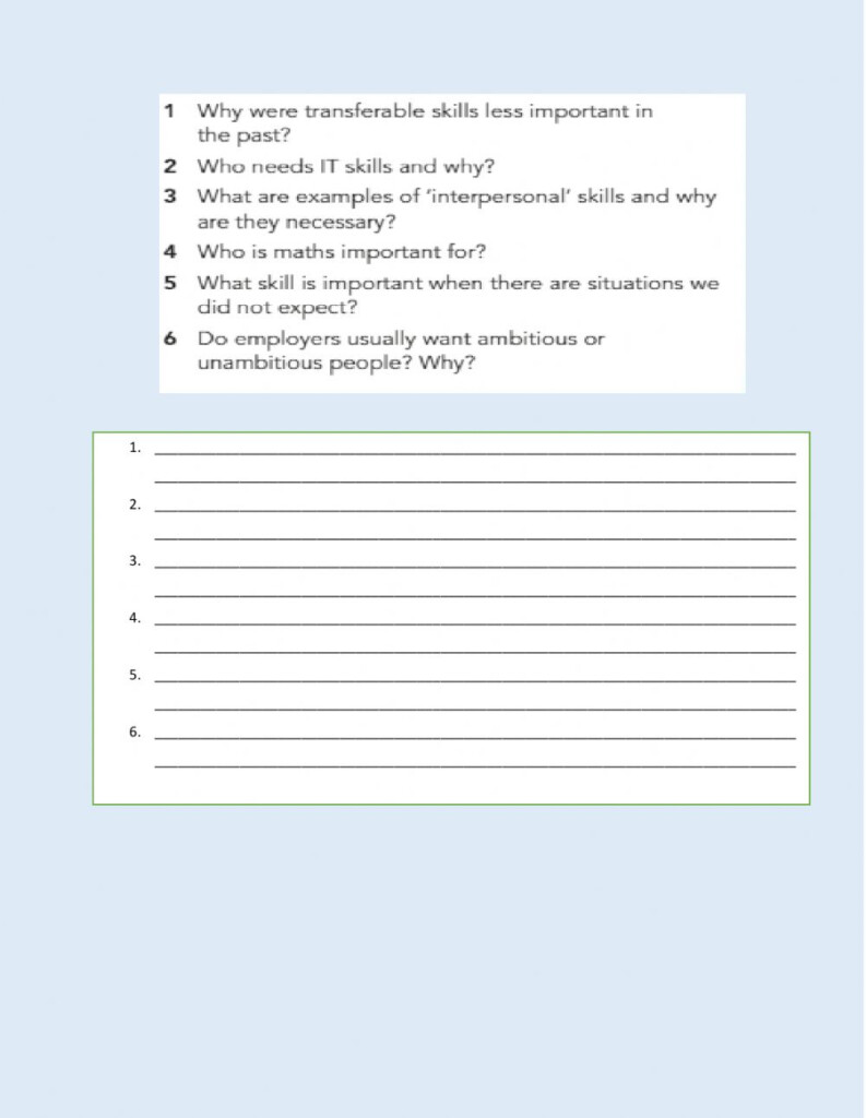 Transferable Skills Worksheet