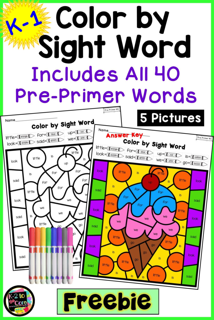 Your Students Will Love These FREE No prep Printable Color By Sight 