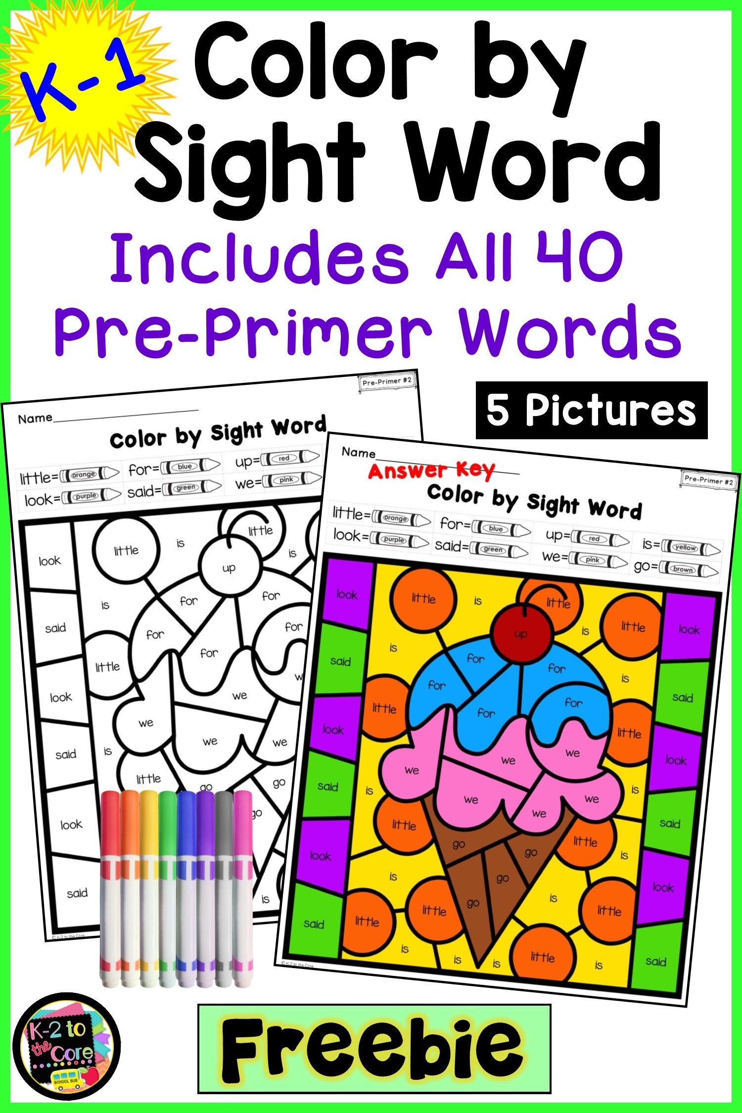 Your Students Will Love These FREE No prep Printable Color By Sight