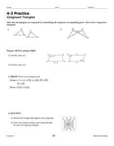 4 3 Practice Congruent Triangles Worksheet Answers Glencoe Geometry 4 3 Practice Congruent Triangles Worksheet Answers Glencoe Geometry