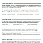 Active Listening Communication Skill Worksheet Therapist Aid