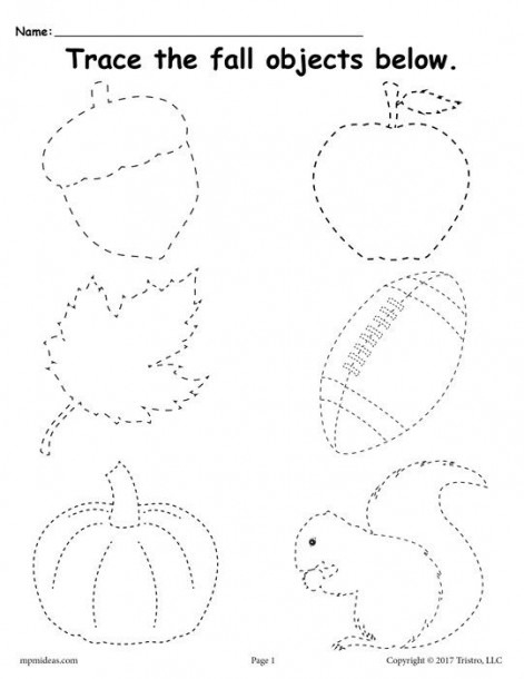Autumn Coloring Tracing Worksheets