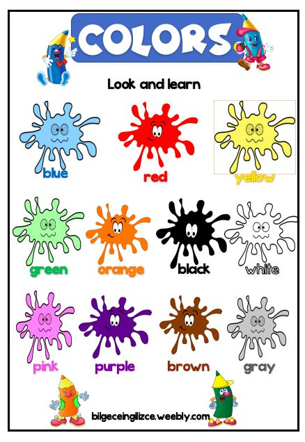 Colours Pictionary 2nd Grade Worksheets 2 Sinif Ingilizce Calisma 