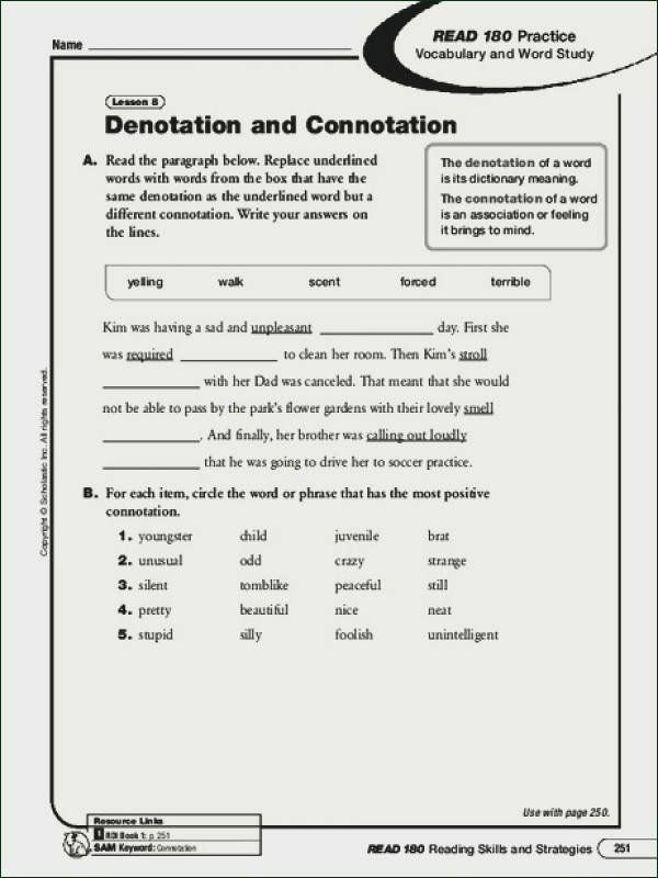 Connotation And Denotation Worksheets With Answers Thekidsworksheet