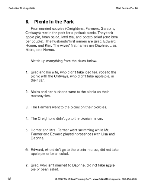 Critical Thinking Worksheet Grades 6 8 Deductive Reasoning Critical