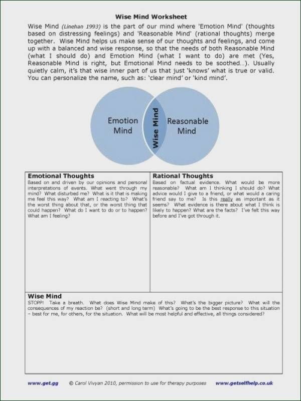 Dbt Wise Mind Worksheet Dbt Therapy Dbt Therapy Worksheets Therapy
