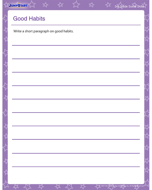 Good Habits 3rd Grade Social Skills Worksheets And Printables JumpStart