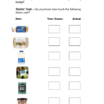 Grocery Shopping On A Budget Worksheet Money Math Worksheets