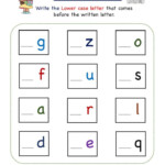 Kindergarten Missing Letter Worksheet What Comes Before