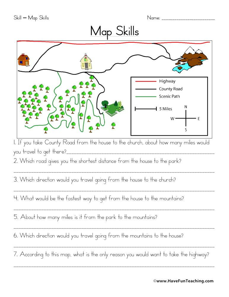 Life Skill Worksheets 4th Grade Map Skills Map Worksheets Map