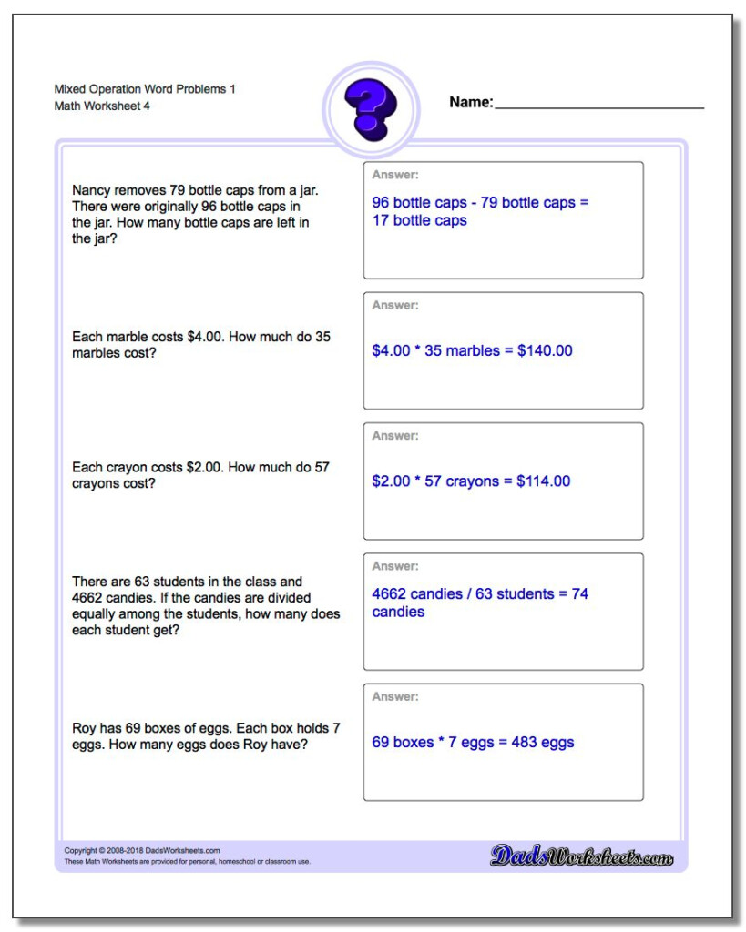 Mixed Operation Word Problems