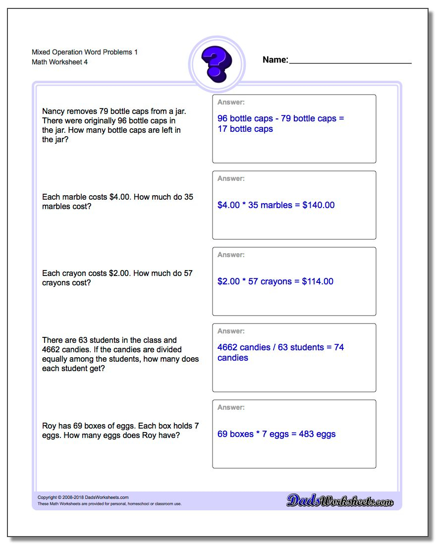 Mixed Operation Word Problems