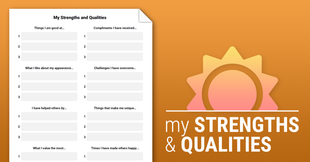 My Strengths And Qualities Worksheet Therapist Aid