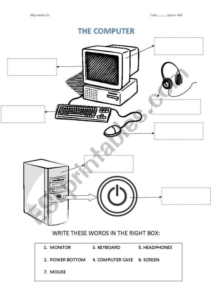 Parts Of A Computer Kids Worksheets Printables Worksheets For Kids 