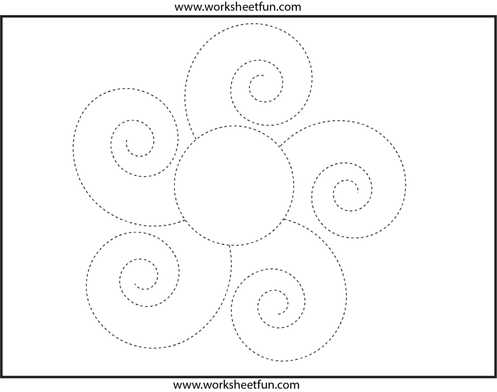 Picture Tracing Flower Spiral Tracing 1 Worksheet FREE 
