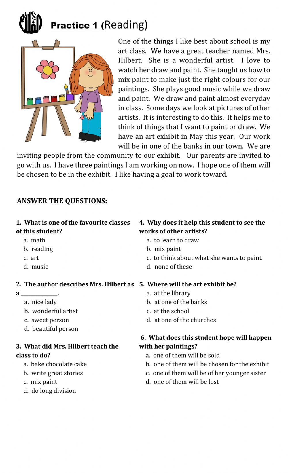 Practice Reading 1 Worksheet