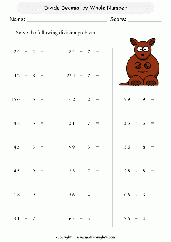 Printable Primary Math Worksheet For Math Grades 1 To 6 Based On The 